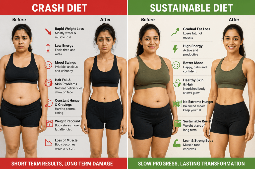 SUSTAINABLE WEIGHT LOSS VS CRASH DIETS